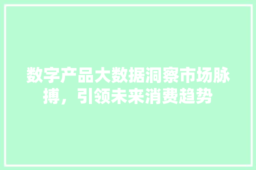 数字产品大数据洞察市场脉搏，引领未来消费趋势