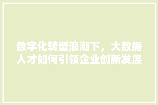 数字化转型浪潮下，大数据人才如何引领企业创新发展