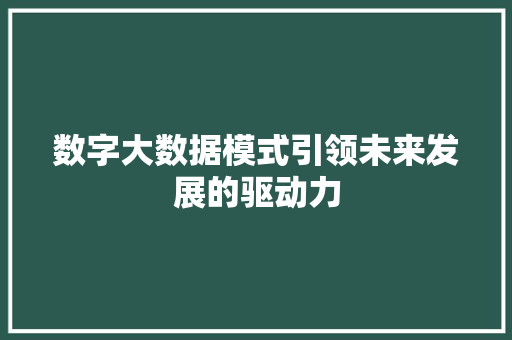 数字大数据模式引领未来发展的驱动力