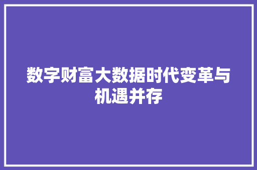 数字财富大数据时代变革与机遇并存