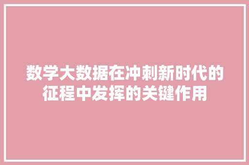 数学大数据在冲刺新时代的征程中发挥的关键作用