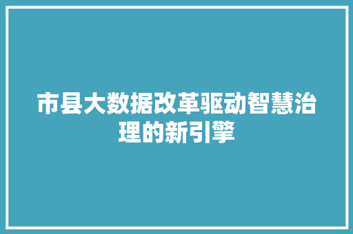 市县大数据改革驱动智慧治理的新引擎