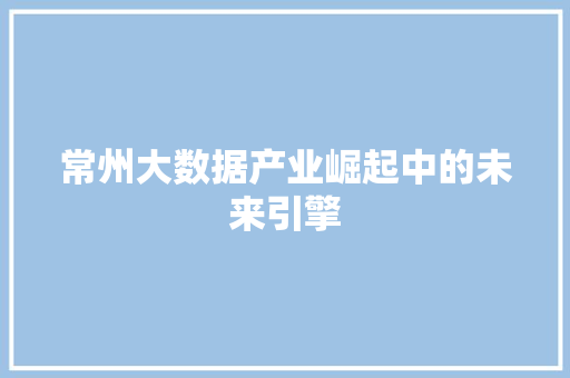 常州大数据产业崛起中的未来引擎