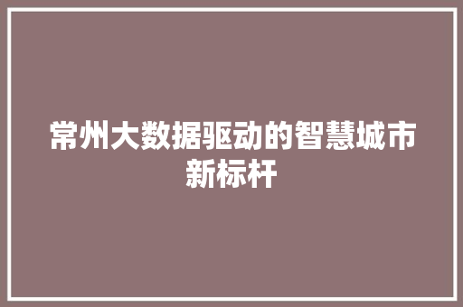 常州大数据驱动的智慧城市新标杆