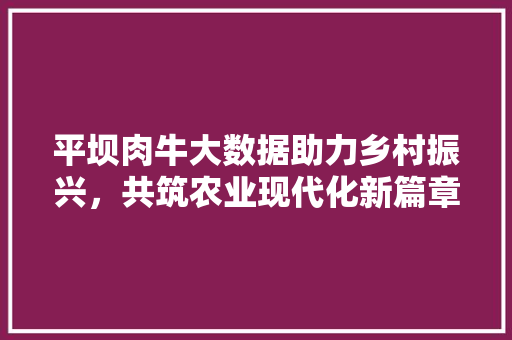 平坝肉牛大数据助力乡村振兴，共筑农业现代化新篇章