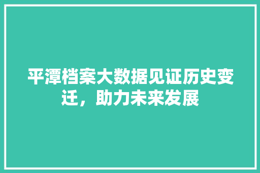 平潭档案大数据见证历史变迁，助力未来发展
