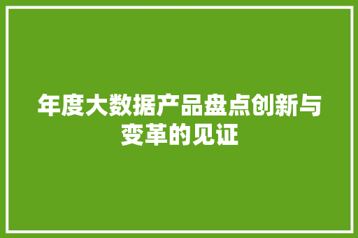 年度大数据产品盘点创新与变革的见证