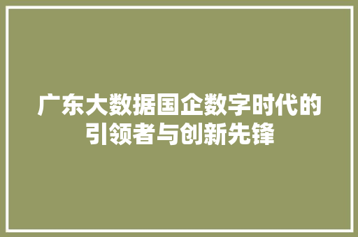 广东大数据国企数字时代的引领者与创新先锋