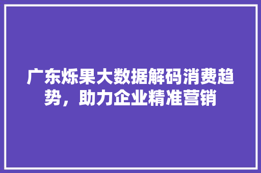 广东烁果大数据解码消费趋势，助力企业精准营销