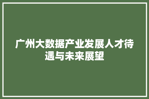 广州大数据产业发展人才待遇与未来展望