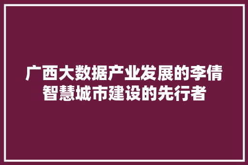 广西大数据产业发展的李倩智慧城市建设的先行者