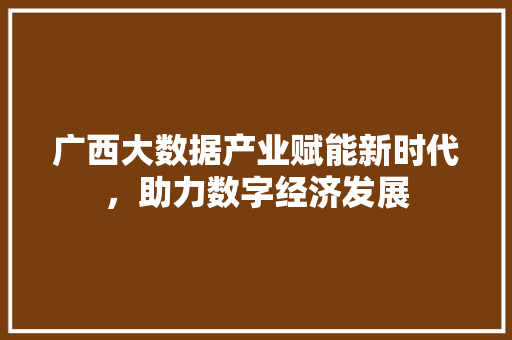 广西大数据产业赋能新时代，助力数字经济发展