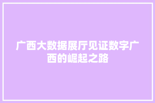 广西大数据展厅见证数字广西的崛起之路