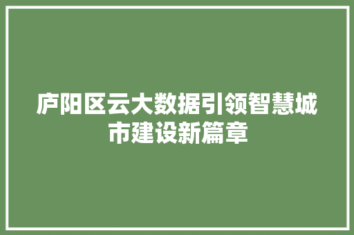 庐阳区云大数据引领智慧城市建设新篇章