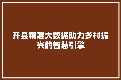 开县精准大数据助力乡村振兴的智慧引擎