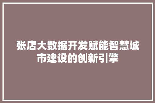 张店大数据开发赋能智慧城市建设的创新引擎