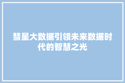 彗星大数据引领未来数据时代的智慧之光