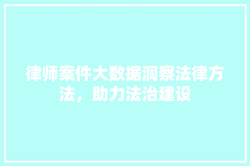 律师案件大数据洞察法律方法，助力法治建设