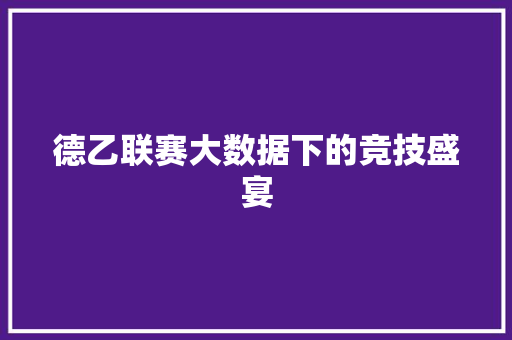 德乙联赛大数据下的竞技盛宴