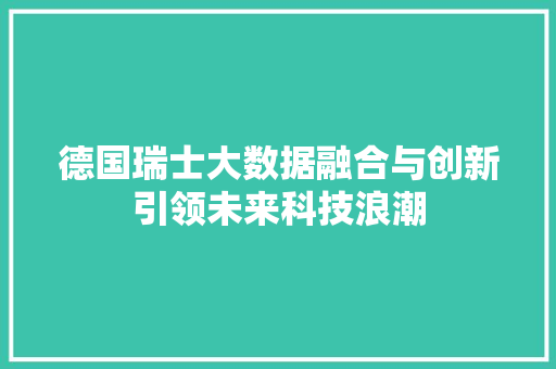 德国瑞士大数据融合与创新引领未来科技浪潮