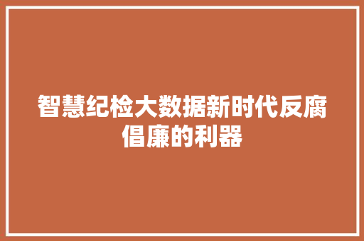 智慧纪检大数据新时代反腐倡廉的利器