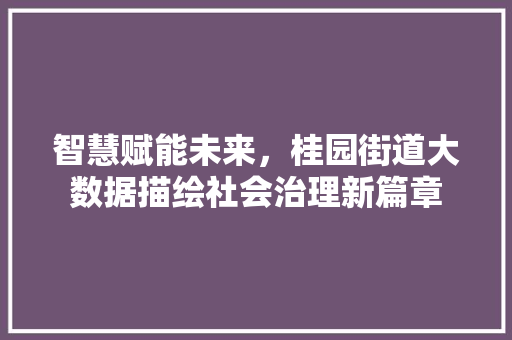智慧赋能未来，桂园街道大数据描绘社会治理新篇章
