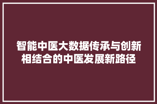 智能中医大数据传承与创新相结合的中医发展新路径