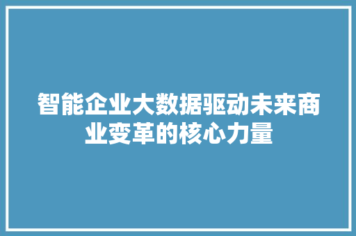 智能企业大数据驱动未来商业变革的核心力量