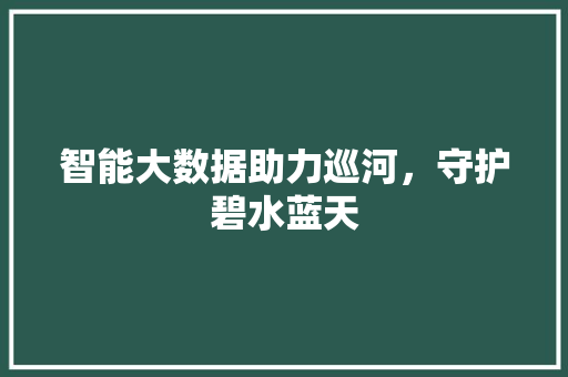 智能大数据助力巡河，守护碧水蓝天
