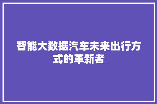 智能大数据汽车未来出行方式的革新者 服务器/数据库
