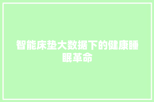 智能床垫大数据下的健康睡眠革命 SEO教程