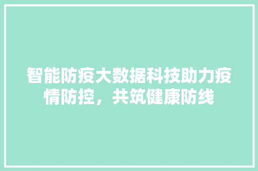 智能防疫大数据科技助力疫情防控，共筑健康防线
