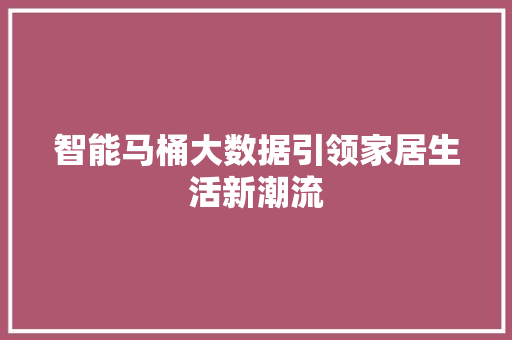 智能马桶大数据引领家居生活新潮流