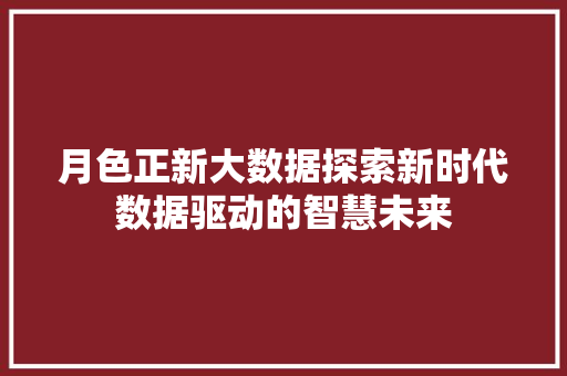 月色正新大数据探索新时代数据驱动的智慧未来