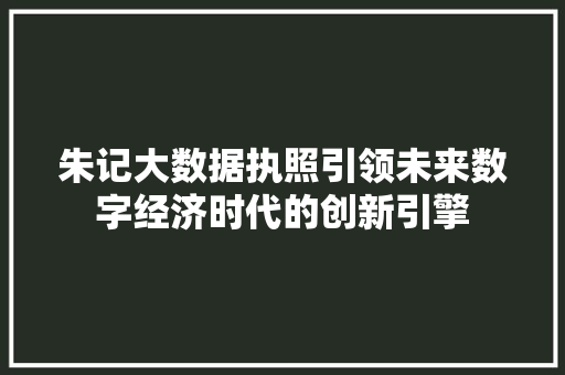 朱记大数据执照引领未来数字经济时代的创新引擎 建站教程