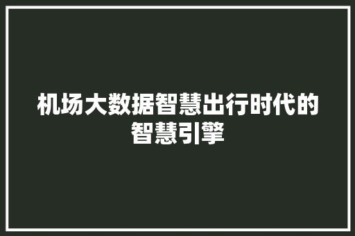 机场大数据智慧出行时代的智慧引擎 SEO教程