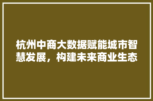 杭州中商大数据赋能城市智慧发展，构建未来商业生态圈