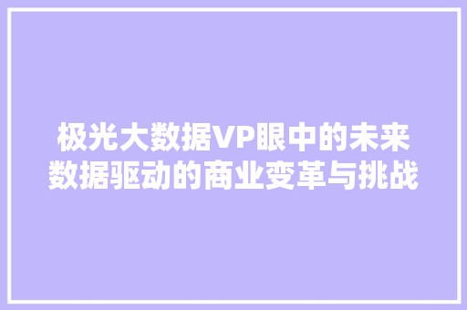 极光大数据VP眼中的未来数据驱动的商业变革与挑战