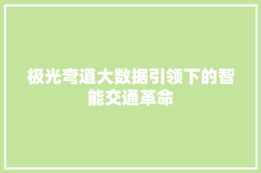 极光弯道大数据引领下的智能交通革命