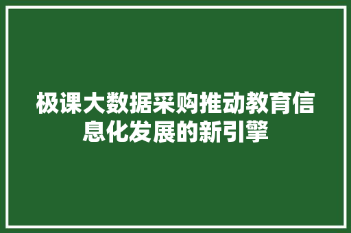 极课大数据采购推动教育信息化发展的新引擎 建站教程