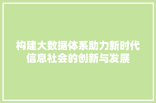 构建大数据体系助力新时代信息社会的创新与发展
