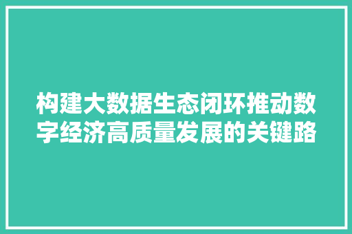 构建大数据生态闭环推动数字经济高质量发展的关键路径
