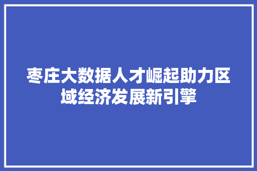 枣庄大数据人才崛起助力区域经济发展新引擎