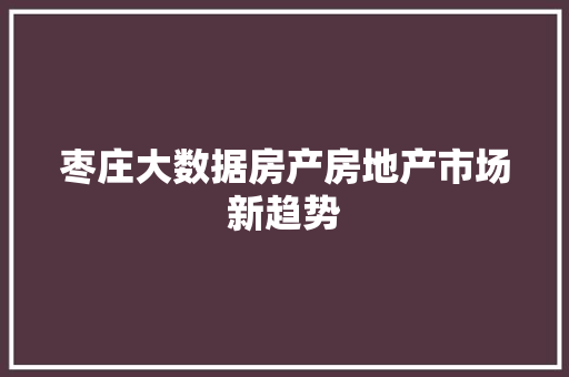 枣庄大数据房产房地产市场新趋势 友链在线