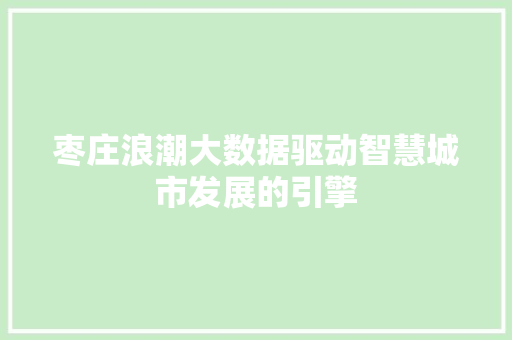 枣庄浪潮大数据驱动智慧城市发展的引擎