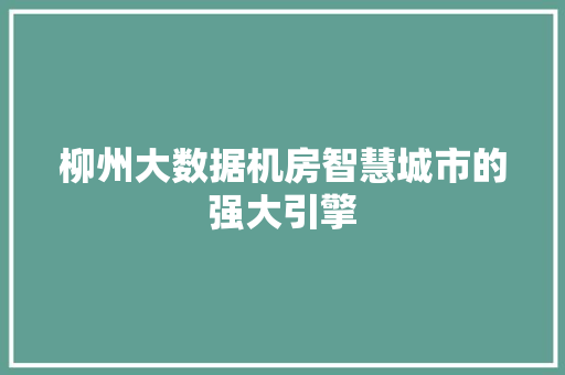 柳州大数据机房智慧城市的强大引擎 Web前端