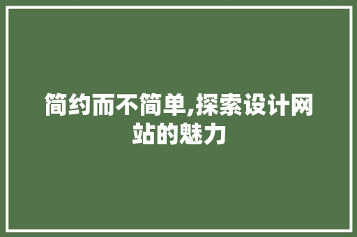 简约而不简单,探索设计网站的魅力