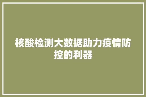核酸检测大数据助力疫情防控的利器 WordPress教程