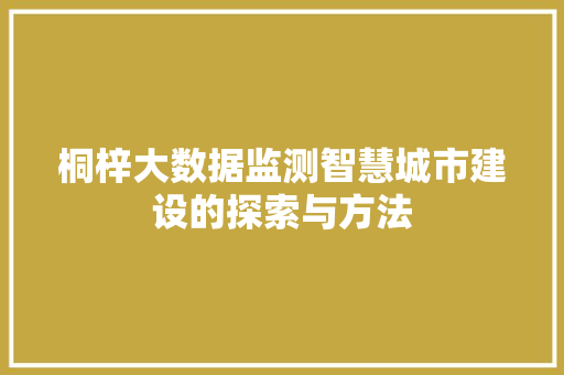 桐梓大数据监测智慧城市建设的探索与方法