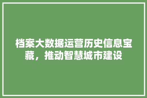 档案大数据运营历史信息宝藏，推动智慧城市建设 服务器/数据库